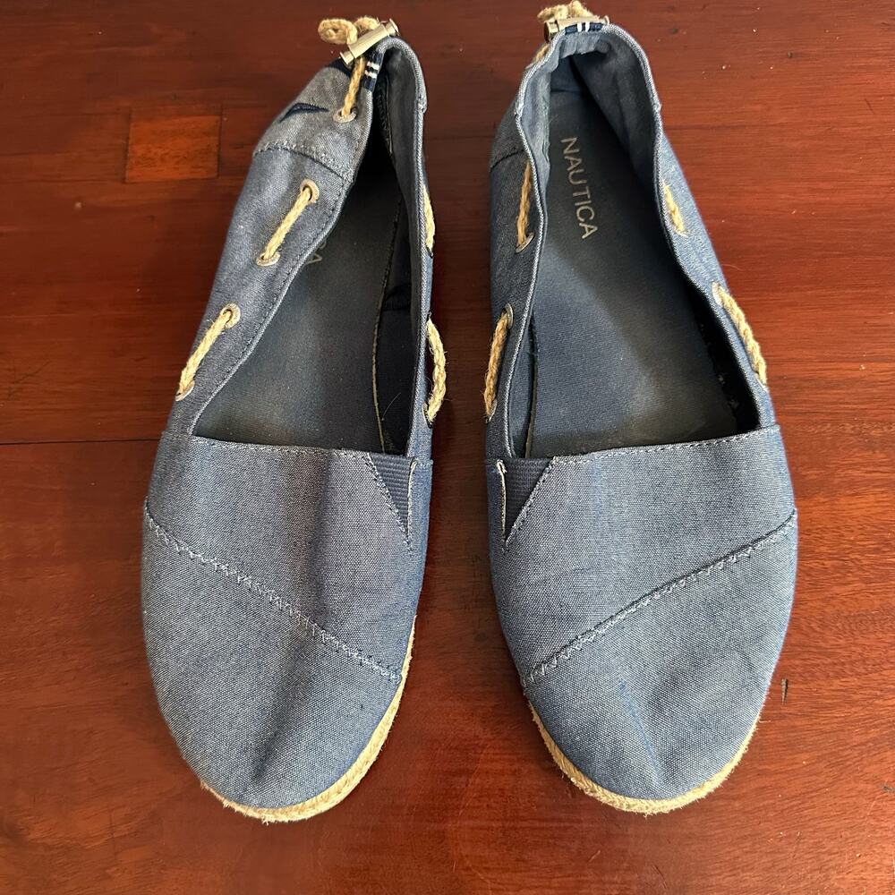 Nautica Slip On Solid Blue Rudder Espadrilles Shoes Summer 10 Coastal Beach